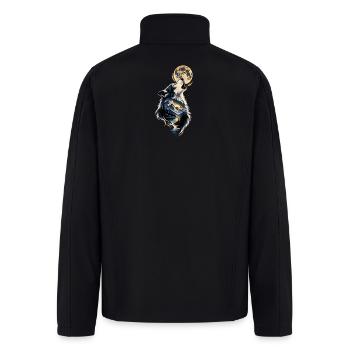 Moonlit Wolf Over Mountain Vista - Men’s Soft Shell Jacket - black - Back