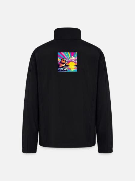 Neon Sunset Guinea Pig - Men’s Soft Shell Jacket - black