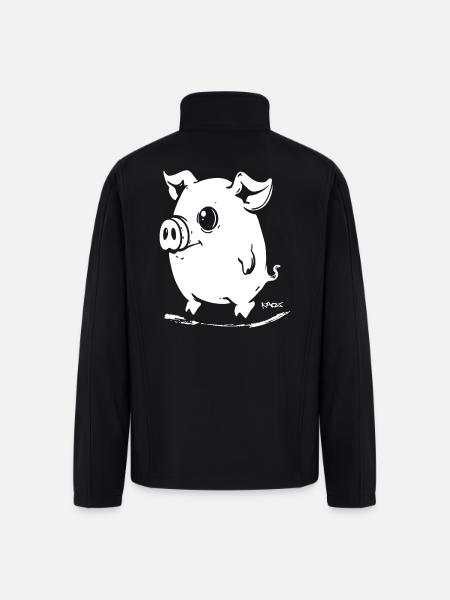 Cute Cartoon Pig - Men’s Soft Shell Jacket - black