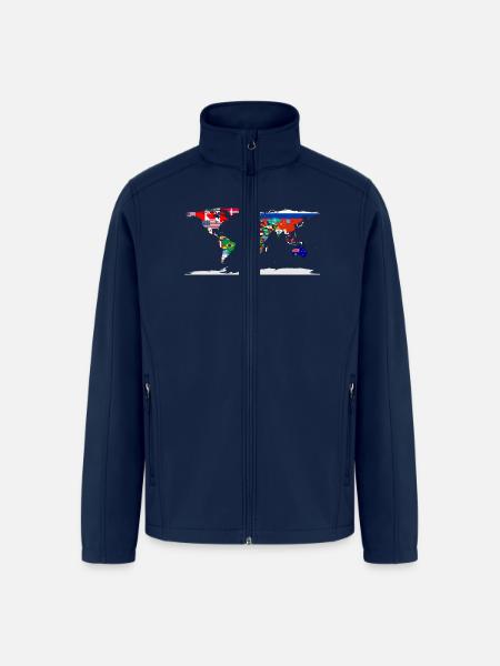 Flag Map Of The World - Men’s Soft Shell Jacket - navy