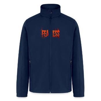 The Fearless lettering in the color red - Men’s Soft Shell Jacket - navy - Front