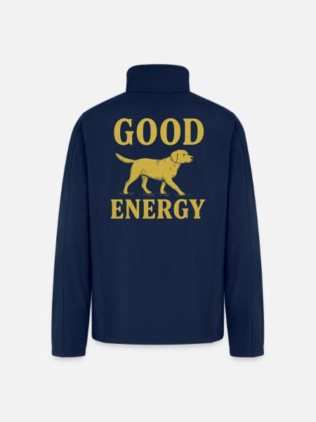 Good Energy Dog Illustration - Men’s Soft Shell Jacket - navy
