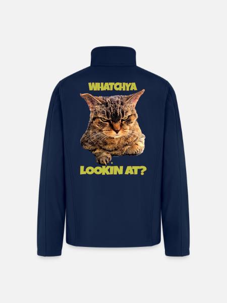 Whatchya Lookin At Cat - Men’s Soft Shell Jacket - navy