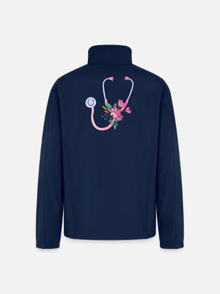 Floral Stethoscope - Men’s Soft Shell Jacket - navy