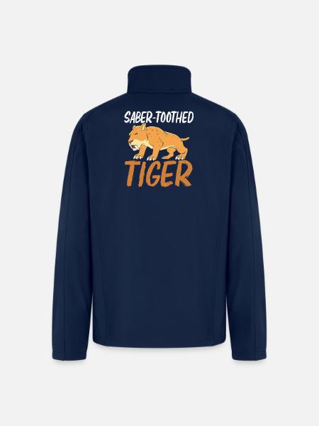 Prehistoric Smilodon Sabertooth Tiger - Men’s Soft Shell Jacket - navy