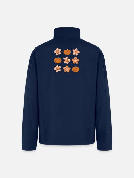 Rustic Pumpkin and Flower Pattern - Men’s Soft Shell Jacket - navy