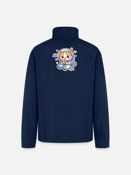 Cosmic Kitty Bubble Tea - Men’s Soft Shell Jacket - navy