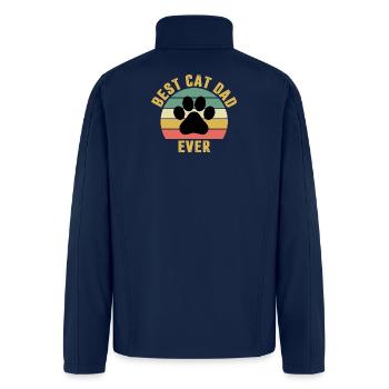 Best Cat Dad Ever Retro Shirt Funny Cat Lover Gift - Men’s Soft Shell Jacket - navy - Back