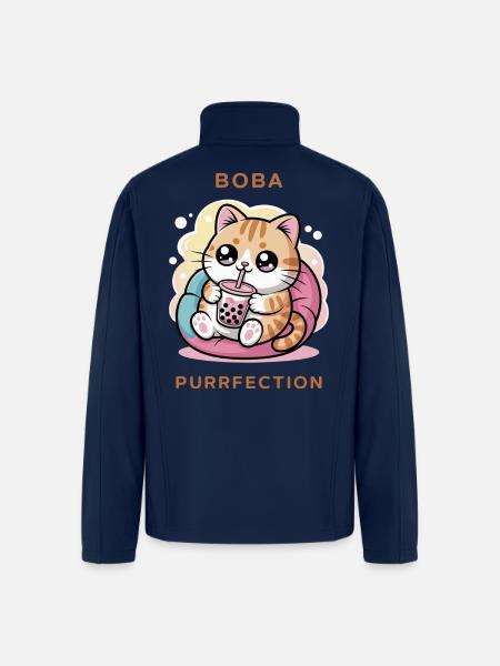 Boba Cat Purrfection - Men’s Soft Shell Jacket - navy
