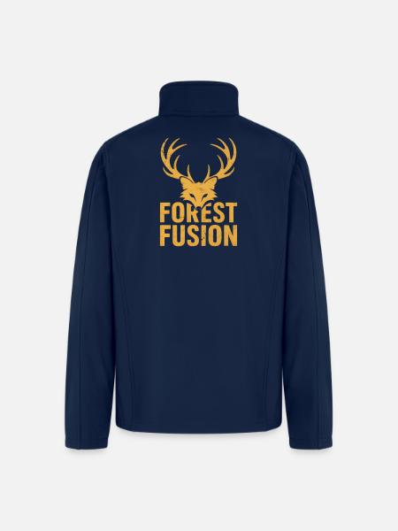 Forest Fusion Deer Embroidery Design - Men’s Soft Shell Jacket - navy