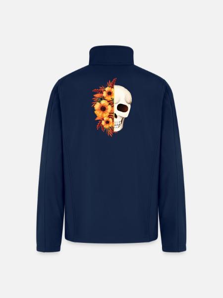 Floral Skull Split - Men’s Soft Shell Jacket - navy