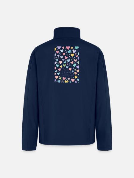 Love Speaks Hearts Pattern - Men’s Soft Shell Jacket - navy