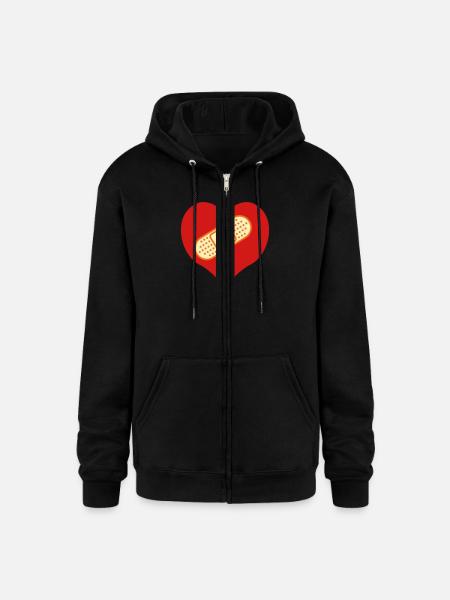 broken heart with bandaid - Champion Unisex Full Zip Hoodie - black