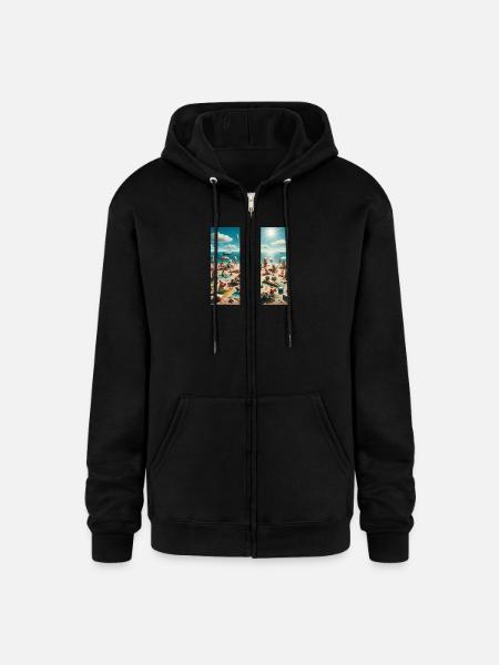 Pigs on the Beach - Champion Unisex Full Zip Hoodie - black