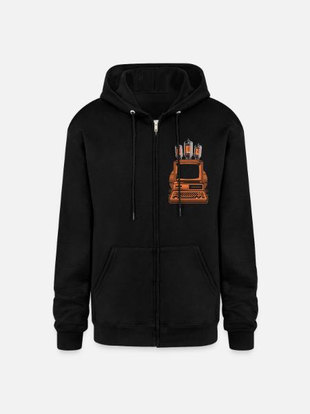 Retro Vacuum-Tube Computer - Champion Unisex Full Zip Hoodie - black