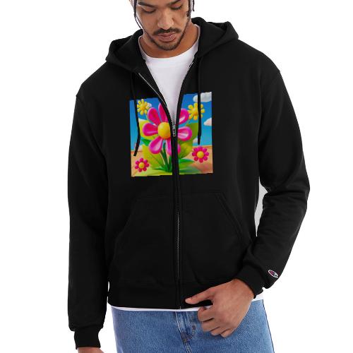 Pink Floral Peace | Sky & Nature Design - Champion Unisex Full Zip Hoodie