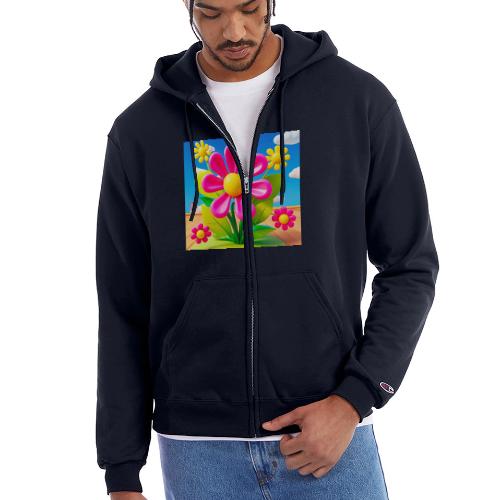 Pink Floral Peace | Sky & Nature Design - Champion Unisex Full Zip Hoodie