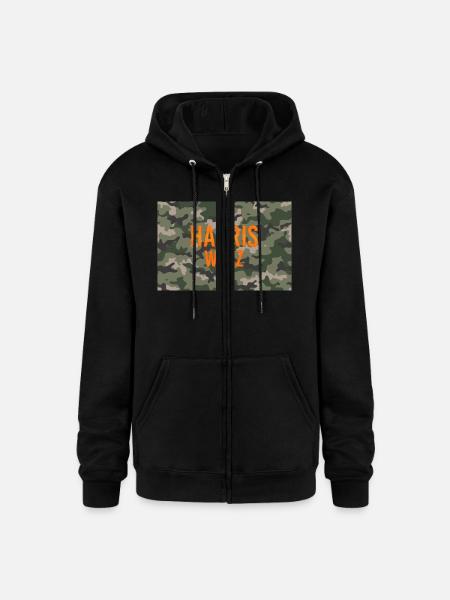 Harris Walz Camo Logo - Champion Unisex Full Zip Hoodie - black