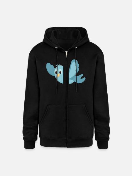 Cartoon Blue Bird - Champion Unisex Full Zip Hoodie - black