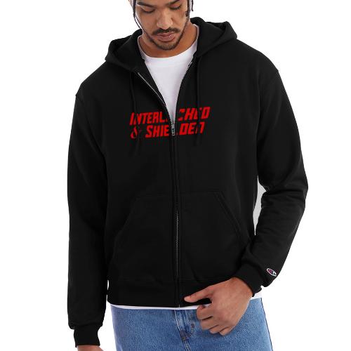 INTERLOCKED & SHIELDED - RED DESIGN - Champion Unisex Full Zip Hoodie