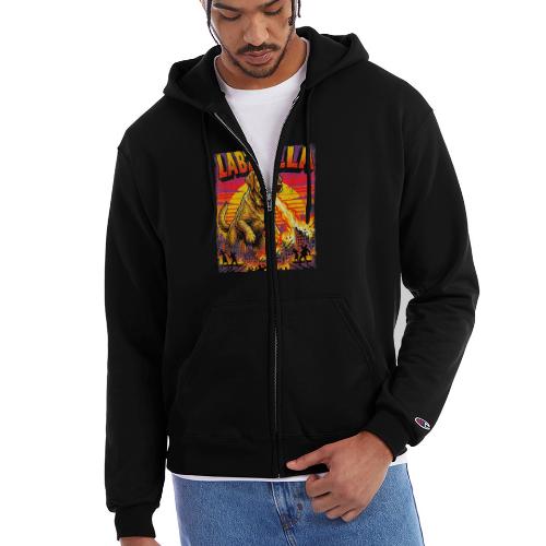 Labzilla Giant Yellow Labrador Monster Tee - Champion Unisex Full Zip Hoodie