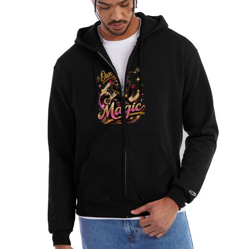 Own Your Magic – Glam Black Cat - Champion Unisex Full Zip Hoodie