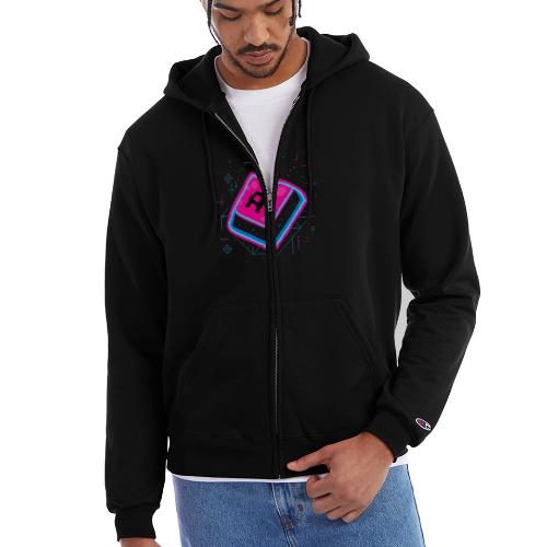 Neon Pixel A Key - Champion Unisex Full Zip Hoodie