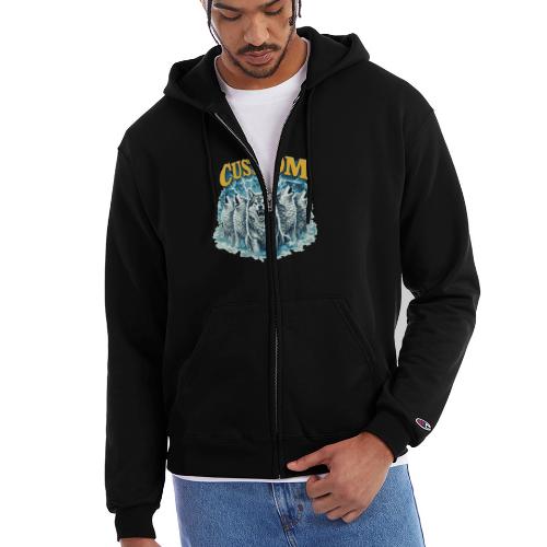 Custom Wolf Pack Howling Moon Vintage Wilderness - Champion Unisex Full Zip Hoodie