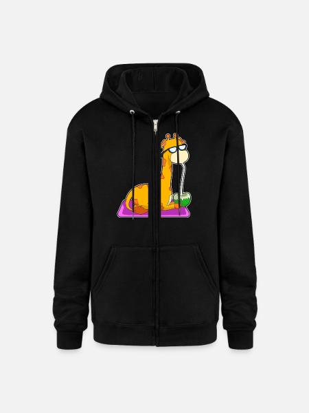 Giraffe With Coconut - Champion Unisex Full Zip Hoodie - black