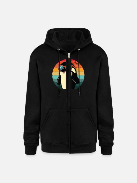 Penguin in Sunset Sunglasses - Champion Unisex Full Zip Hoodie - black
