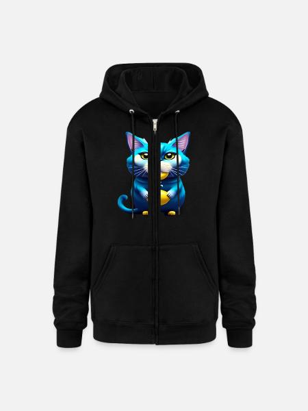 Blue cat - Champion Unisex Full Zip Hoodie - black
