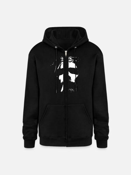 Smoking man with beard - Champion Unisex Full Zip Hoodie - black