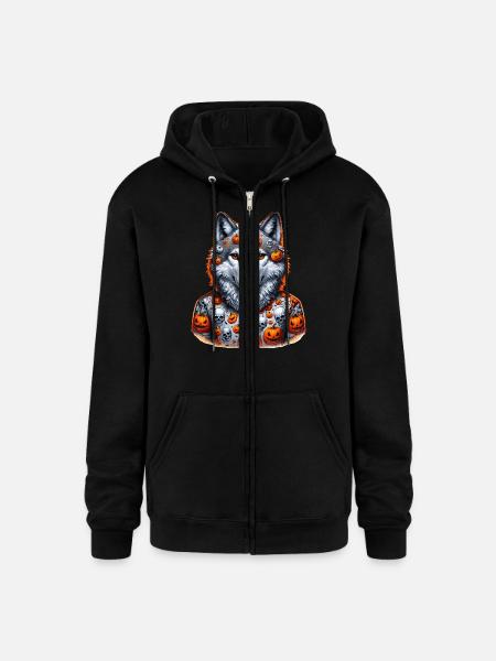 halloween wolf - Champion Unisex Full Zip Hoodie - black
