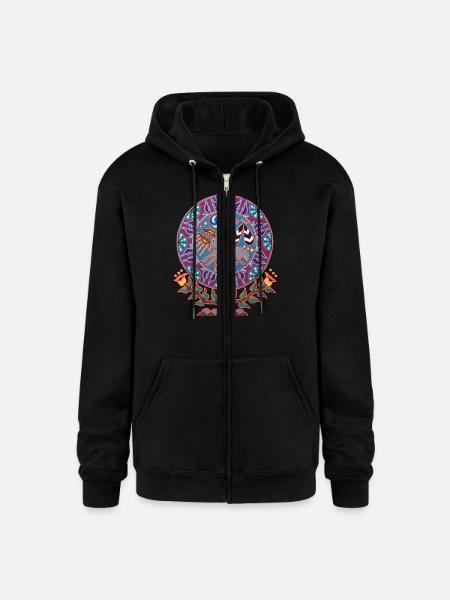 Native Huichol Peyote Deer - Champion Unisex Full Zip Hoodie - black
