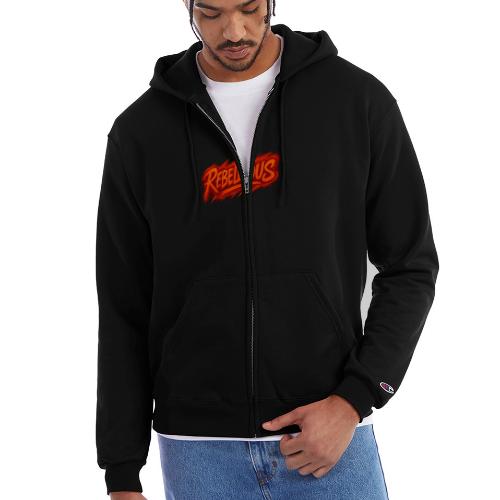 Rebellious Graffiti Neon Orange Streetwear T-Shirt - Champion Unisex Full Zip Hoodie
