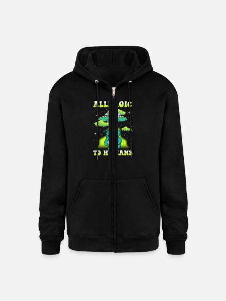 Aliens Allergic to Humans - Champion Unisex Full Zip Hoodie - black