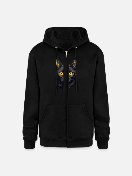 Black Cat face - Champion Unisex Full Zip Hoodie - black