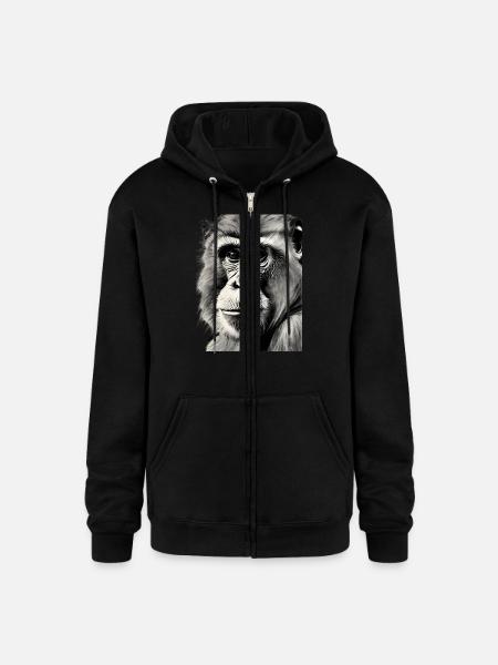 Chimp in Charcoal 3 - Champion Unisex Full Zip Hoodie - black