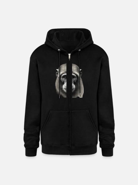 Chimp in Charcoal 4 - Champion Unisex Full Zip Hoodie - black