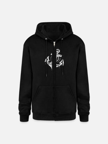 Eleganter Tattoo Style Anker - Champion Unisex Full Zip Hoodie - black