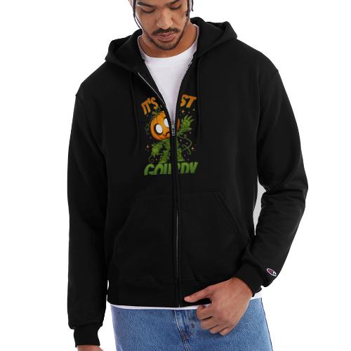 Cute Pumpkin Monster “It’s Just Gourdy” Funny - Champion Unisex Full Zip Hoodie