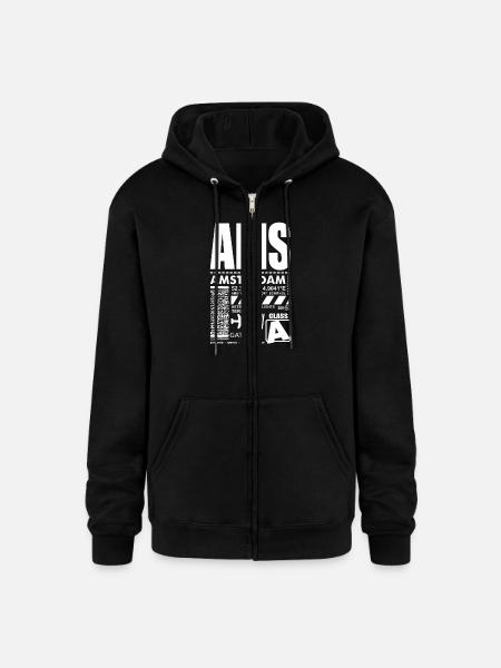 AMS Amsterdam Airport - Champion Unisex Full Zip Hoodie - black