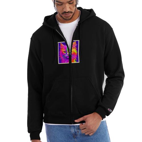 Rainbow Cat Artwork - Champion Unisex Full Zip Hoodie