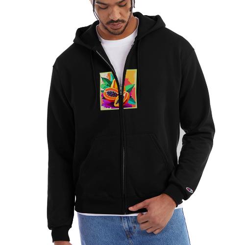 Sliced Papaya Pop Art - Champion Unisex Full Zip Hoodie