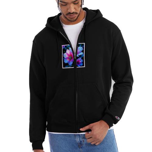 Neon Bloom Flower Magic Glow Design - Champion Unisex Full Zip Hoodie