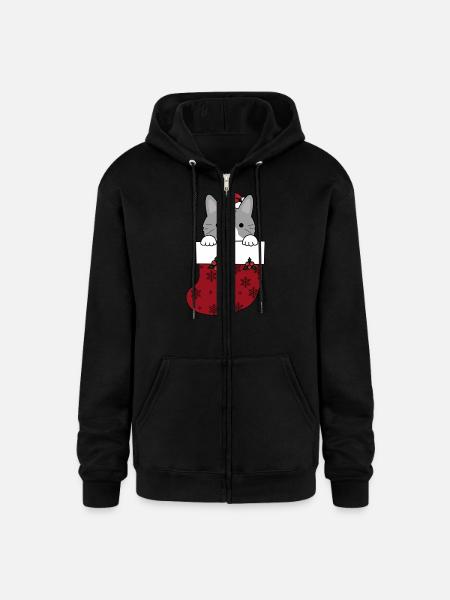 Cat in Christmas Sock - Champion Unisex Full Zip Hoodie - black
