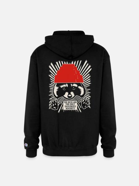 Raccoon DEVO Hat Poster – Bold Political Art Print - Champion Unisex Full Zip Hoodie - black