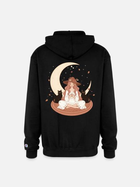 Enchanted Autumn Witch & Moonlight - Champion Unisex Full Zip Hoodie - black