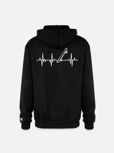 Skateboard ECG Heartline - Champion Unisex Full Zip Hoodie - black