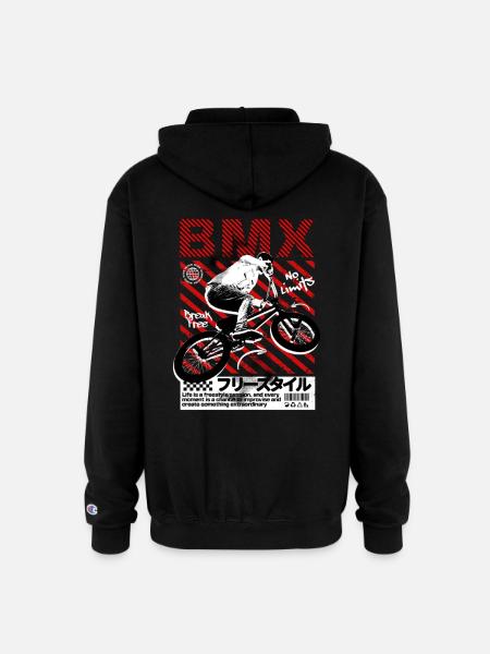 BMX No Limits Neon Stripes - Champion Unisex Full Zip Hoodie - black